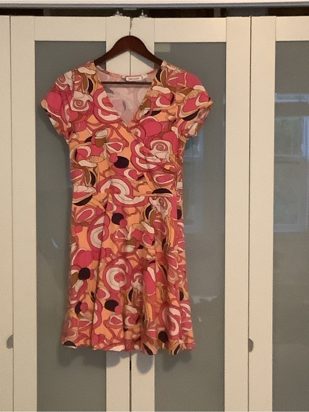 Rebel Sugar Pink & Peach Retro V-Neck Mini Dress